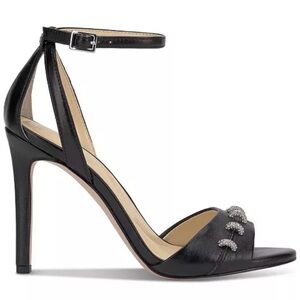 NEW Jessica Simpson Black Ankle-Strap Stilleto Heel Sandal Crystal Accents sz 8